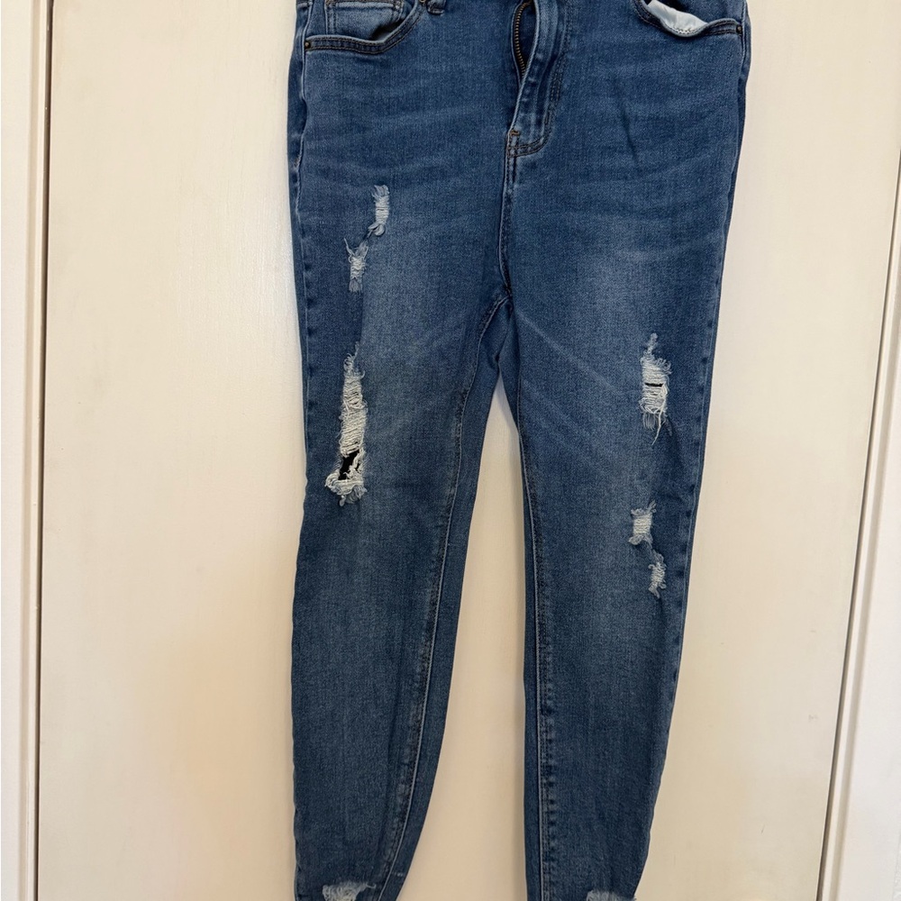 Wax Jean Distressed Blue Skinny Jeans